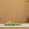 Soporte de incienso Hoja de loto Sapo Dorado Pixiu Quemador de incienso de resina Mascota de té Lindo Soporte de incienso de resina Base Bandeja Hogar Dormitorio Fragancia duradera Incienso