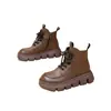 Novas Botas Femininas de Plataforma Retro com Solado Grosso para Outono/Inverno 2025, Botas de Algodão com Cadarço, Bico Redondo, Solado Plano, Tendência