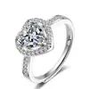 Transmissão ao Vivo Fonte Transfronteiriça Europeia e Americana Novo Anel Coração Rosa Boutique Anel de Diamante Moissanite Sintético Anel Totalmente Cravejado Feminino