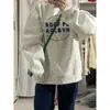 Sudadera Redonda Estilo Retro Americano para Mujer, Primavera y Otoño 2025, Marca de Moda Oversize High Street, Forro Polar, Top sin Capucha para Invierno