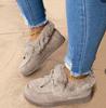Suelas de poliuretano invierno punta redonda suela gruesa terciopelo acolchado cálidas zapatos de algodón botas de nieve para mujer zapatos Bean comercio exterior talla grande