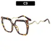 Nuevas de Moda Cuadradas para Mujer Gafas de Sol con Templo en Forma de Serpiente Tendencia Transfronteriza Europea y Americana Gafas Personalizadas de Gama Alta Planas
