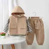 Conjunto de Colete com Capuz e Meio Zíper para Bebês e Crianças Pequenas, Primavera e Outono, Moderno, Simples e Versátil, Lindo para Passeios Diários