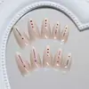 Gradiente de Damasco Leitoso Linhas de Bolinhas Simples Unhas Postiças da Moda Versáteis Adesivos para Unhas Removíveis Unhas Usáveis 24 Peças