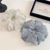 Goma para el pelo scrunchie blanca con lunares estilo coreano para mujer, Lazo para moño estilo perezoso, Accesorio para el pelo grande y elegante