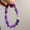 Pulsera Original de Feldspato de Litio Púrpura Moonlight para Mujer Diseño de Nicho de Moda Versátil de Gama Alta Pulsera Imitación Amatista para Mujer