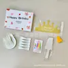Juego de cuchillo, tenedor y plato para pastel en caja de regalo cinco en uno, juego de vajilla desechable para postres, juego de vajilla para pastel de cumpleaños