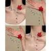 Colar de Flor Dopamina Primavera Nova Menina Brilhante 2025 Choker de Miçangas Azul Corrente Clavicular Acessórios