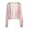 Cardigan Retrô Francês 2026 Top Fino Protetor Solar Cover-Up Jaqueta de Verão Feminina Manga Curta Xale Tendência