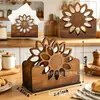 Servilletero de madera estilo nórdico con diseño creativo hueco, estante de almacenamiento de servilletas para mesa de cocina, adecuado para decoración del hogar y cafetería