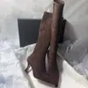 Botas Altas de Tacón Simple Estilo Coreano para Mujer 2026 Otoño/Invierno Nuevas Botas Elásticas Adelgazantes por Encima de la Rodilla Tacón Fino Mate Botas Altas