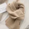 Bufanda de Punto para Otoño e Invierno con Lana, Bufanda Cálida y Engrosada, Bufanda Versátil Estilo Coreano con Etiqueta de Cuero, Bufanda Linda para Niños