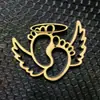 Pingente de Desenho Animado de Madeira Pegada de Anjo Ornamento de Artesanato para Casa Pegada de Criança Produtos de Madeira
