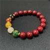 Novo Bracelete Pixiu de Cinábrio Este Ano Bracelete de Contas de Transferência dos Cinco Deuses da Riqueza Areia Dourada Roxa Presente para Homens e Mulheres