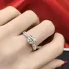 Anillo de moissanita con seis filas de diamantes y seis garras de Starlight Queen en plata 925 con transmisión en vivo, ligero y lujoso, con diamantes sueltos de 1 quilate.