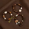 Pulsera de Grano de Café de Cerámica Jingdezhen, Refrescante y que no se decolora, Joyería de Alta Gama para Mujer, Accesorio Versátil de Nuevo Estilo Chino, Mayoreo