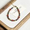 Pulsera de Acero de Titanio con Piedra Natural Vintage Estilo Chino Nuevo, Perla de Agua Dulce, Cristal, Hecha a Mano con Cuentas, Ágata, Pulsera de Dopamina
