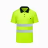 Camiseta polo de secado rápido con franja reflectante transfronteriza, logo personalizado impreso, camiseta reflectante de seguridad para obras de construcción y servicio en carretera