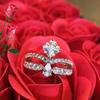 Suministro en Vivo de Fábrica Corona Gota de Agua Princesa Diamante Cuadrado Quilates Anillo Femenino pt950 Diseño Nicho Anillo de Doble Diamante