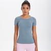 Nueva Camiseta Deportiva de Manga Corta con Cuello Redondo Tejida de Una Pieza para Primavera y Verano, Top para Correr y Fitness, Ajuste Delgado, Transpirable, Manga Corta para Yoga, Mujer