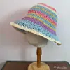 Sombrero de Paja Hueco Arcoíris Dopamina para Mujer, Sombrero de Sol de Verano para Viajes, Sombrero de Sol de Playa que Hace que la Cara Parezca Más Pequeña