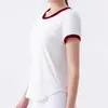 Top de Yoga Redondo de Verão, Fresco e Respirável, Manga Curta Antibacteriano 7A, Simples e Versátil, Camiseta Esportiva para Corrida com Bloqueio de Cores