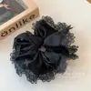 Anillo para el pelo de intestino grueso grande plisado romántico con ribete de encaje francés, anillo de intestino grueso grande de satén, cuerda para el pelo suave, nuevos accesorios para el pelo de alta calidad