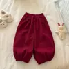 Calça de Lanterna de Pelúcia para Meninas 2026 Inverno Novo Infantil Solta Grossa Veludo Bebês Macacão de Lã Calça Longa