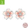 Pendientes de plata Ziyun con diseño de flor de cerezo en degradado rosa, románticos, de plata de ley s925, exquisitos, regalo de cumpleaños
