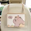 Bolsa de almacenamiento para coche Blue Rain, organizador de coche de cuero con temática de capibara, diseño de dibujos animados lindo y fácil de limpiar, bote de basura para coche