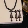 Conjunto Transfronteiriço de Joias Europeias e Americanas com Zircônia Microincrustada, Colar com Franja de Borboleta Preta para Uso Diário, Corrente para Clavícula Estilo Ins