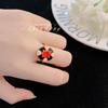Anillo de diamantes Fanta con esmalte retro francés y ágata de alta calidad, peridoto, elegante anillo de esmeralda estilo Hong Kong para mujer.