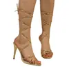 Sandalias de Tacón Alto Boca de Pez para Mujer, Verano, Tacón Fino, con Tiras, Estilo Hada, Zapatos de Moda al por Mayor