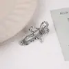 Grampo de Cabelo Elegante com Pérolas para Mulheres, Presilha de Metal com Laço Preto, Presilha Lateral de Alto Padrão, Presilha para Franja, Simples Presilha Bico de Pato