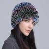Gorro de Invierno para Mujer Transfronterizo de Piel de Conejo Rex, Gorro Trenzado de Pelo de Conejo, Gorro Espiral de Piña, Gorro Cálido Grueso