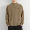 Camisa Térmica de Base Estilo Coreano para Homens, Roupa Íntima para Primavera e Outono, Moletom de Manga Longa com Lã Dupla Face, Top de Outono com Gola Meia-Alta