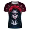 Comércio transfronteiriço Halloween Natal Camiseta com impressão digital 3D masculina feminina manga curta atacado