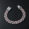 Pulsera de Cadena Cubana Estilo Hip-Hop Europeo y Americano para Hombres y Mujeres, Pulsera Llena de Diamantes, Rombo, Doble Fila de Diamantes, Accesorios de Moda