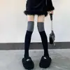 Calcetines de Bloques de Color Hasta la Rodilla para Mujer, Calcetines de Compresión para Otoño e Invierno, Forrados de Felpa, Engrosados, Calcetines Altos Cálidos, Calcetines de Muslo de Felpa JK Antideslizantes para Mujer