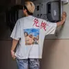 Camiseta Informal Holgada de Manga Corta Pesada para Hombre con Dibujos Animados Americanos de San Miguel, Moderna de Verano