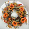 Corona de Girasol para Halloween y Acción de Gracias con Hojas de Arce Artificiales y Vid para Colgar en la Puerta Principal, Decoración de Otoño, Estilo Pastoral de Amazon