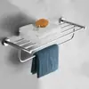 Estante para toallas de acero inoxidable 304, instalación sin taladro, estante de almacenamiento para baño, barra para toallas de baño, accesorios de baño