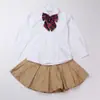 Conjunto de Peça Única Camisa de Manga Longa Calças Saia Curta Primavera e Outono Estilo Universitário Camisa Britânica Roupa Infantil Meninos e Meninas Uniforme Escolar Roupa de Classe
