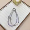 Corrente de Celular Feminina Criativa Ins Moda Pingente de Celular DIY Feito à Mão Pérola Cristal Strass Corrente Dupla Cordão Novo Estilo