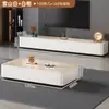 Mesa de Centro Sala de Estar Hogar 2026 Nuevo Apartamento Pequeño De Pie Rectangular Mesa de Té Sensación de Lujo Ligero Combinación de Mueble de TV Piedra Sinterizada