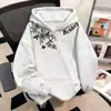 Moletom com Capuz Estampado Estilo Mori da Marca Americana Trendy para Homens e Mulheres Outono Inverno Solto Tamanho Grande Forrado com Fleece Versátil Top de Casal Roupa Externa