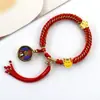Pulsera Thangka Estilo Tíbet con Cinco Deidades de la Riqueza, Pulsera Tejida a Mano con Tara Verde y Cinco Santos, Pulsera Caja Gahu
