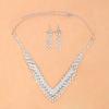 Moda Europeia e Americana Colar e Brincos de Gota Cheios de Diamante Elegante Luxo Versátil Terno de Colar de Strass Colar07