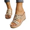 Zapatillas de verano 2024 con diamantes de imitación de talla grande para mujer, calzado exterior, sandalias de cuña de tacón medio y suela gruesa