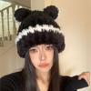 Gorro Coreano para Mujer, Invierno Lindo Gorro de Punto con Orejas de Oso, Gorro de Punto Otoño e Invierno, Circunferencia de Cabeza Grande, Hace que la Cara se Vea Más Pequeña, Protección para los Oídos, Versátil